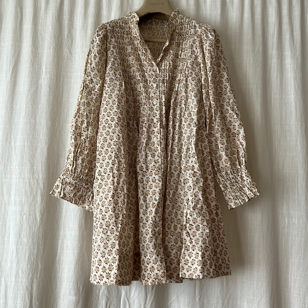 Doen mini long sleeve floral block print dress